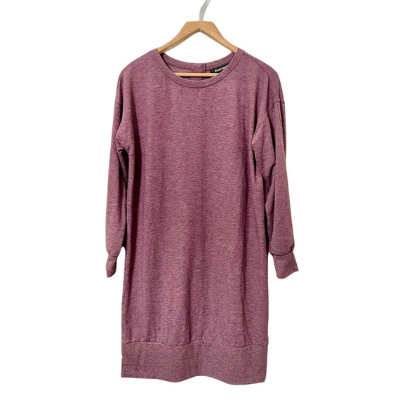 Ellen Tracy Heathered Purple Long Sleeve Casual Tunic Dress - Picture 1 of 6